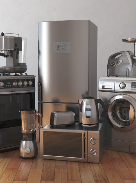 Image of household appliances made from stainless steel