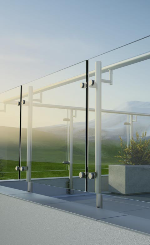 Glass and steel home railing