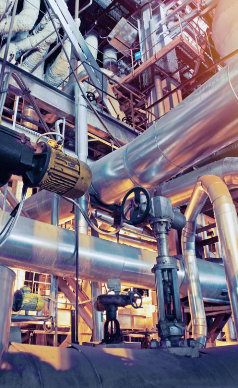 Steel pipes at a large energy plant