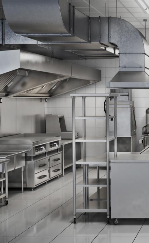 Stainless steel commercial kitchen