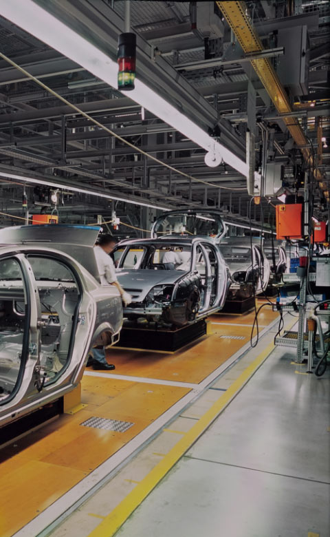 Car being assembled in plant