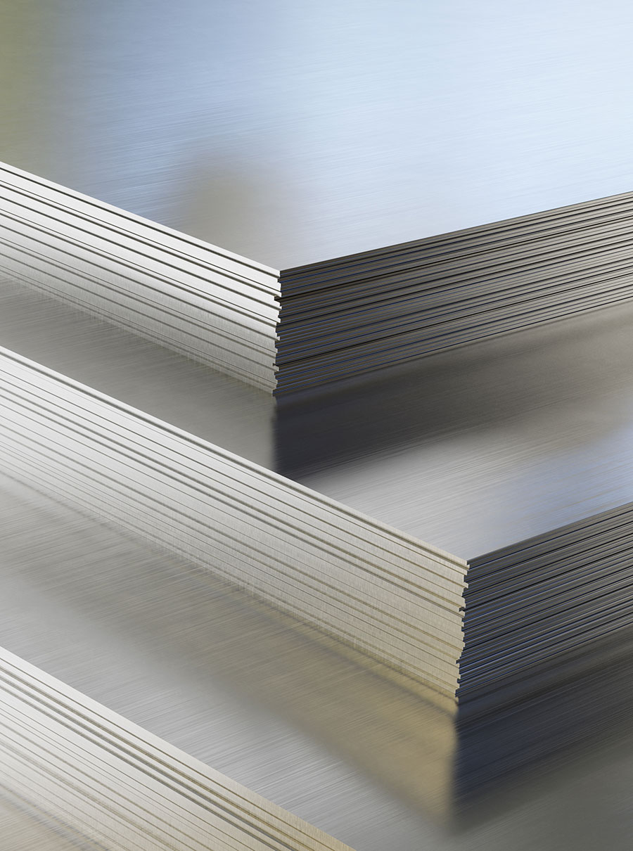 Sheets of layered metal